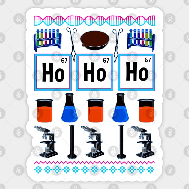 Science Gifts. Ugly Science Christmas Sweater. Ugly Chemistry Christmas. Sticker by KsuAnn